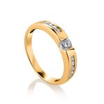 Golden Ring With White Diamonds, Ring Size: 6 / 16.5, image 