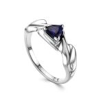 Silver Ring With Synthetic Sapphire, Ring Size: 8 / 18, image 