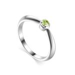 Silver Ring With Bright Chrysolite Centerstone, Ring Size: 5 / 15.5, image 
