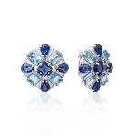 Sterling Silver Earrings With Blue Crystals, image 