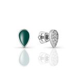 Silver Drop Shaped Studs With Enamel And Crystals, image 