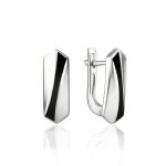 Black Enamel Silver Earrings, image 