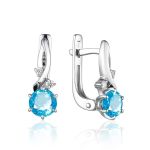 Synthetic Topaz Silver Earrings With Crystals, image 