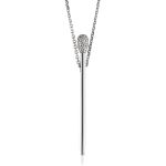Stylish Silver Pendant Necklace With Crystals, Length: 45, image 
