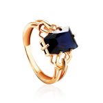 Geometric Golden Ring With Synthetic Sapphire, Ring Size: 8 / 18, image 