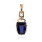 Geometric Golden Ring With Synthetic Sapphire, Ring Size: 8 / 18, image , picture 6