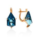 Futuristic Golden Ring With Synthetic Topaz, Ring Size: 7 / 17.5, image , picture 5