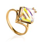 Geometric Golden Ring With Synthetic Quartz, Ring Size: 9 / 19, image 