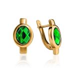 Green Crystal Earrings In Gold, image 