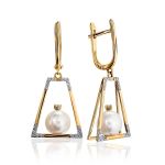 Golden Ring With Pearl And Crystals The Serene, Ring Size: 8.5 / 18.5, image , picture 6