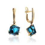 Golden Ring With Blue Synthetic Topaz, Ring Size: 6 / 16.5, image , picture 5
