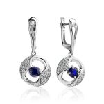 Classy Silver Dangles With Synthetic Sapphire And Crystals, image 