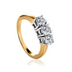Golden Statement Ring With Three Diamonds, Ring Size: 8 / 18, image 