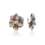 Silver Floral Earrings With Crystals The Jungle, image 