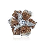 Silver Floral Ring With Crystals The Jungle, Ring Size: 8 / 18, image , picture 7