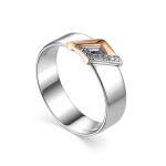 Silver Golden Band Ring With Diamonds The Diva, Ring Size: 5.5 / 16, image 