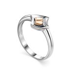 Stylish Silver Golden Diamond Ring The Diva, Ring Size: 7 / 17.5, image 