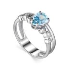 Synthetic Topaz Silver Ring With Crystals, Ring Size: 6 / 16.5, image 