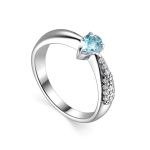 Blue Stone Silver Ring With Crystals, Ring Size: 5.5 / 16, image 