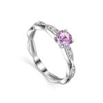 Classy Amethyst Silver Ring With Crystals, Ring Size: 5.5 / 16, image 