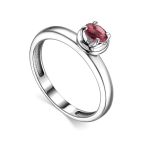 Sterling Silver Ring With Rhodolite Crystal Centerstone, Ring Size: 8 / 18, image 