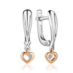 Silver Ring With Golden Diamond Heart Dangle The Diva, Ring Size: 8 / 18, image , picture 5