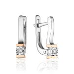 Silver Golden Earrings With White Diamonds The Diva, image 