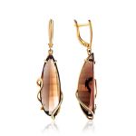 Faceted Smoky Quartz Golden Dangle Earrings, image 