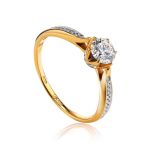 Vintage Style Golden Diamond Ring, image 