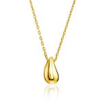 Solid 18ct Gold on Sterling Silver Teardrop Pendant Necklace The Liquid, image 