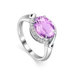 Silver Ring With Bold Amethyst And Crystals, Ring Size: 7 / 17.5, image 