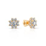 Classy Gold Plated Stud Earrings With Crystals, image 