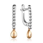 Silver Earrings With Golden Diamond Dangles The Diva, image 