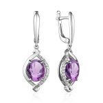 Silver Dangle Earrings With Amethyst And Crystals, image 