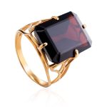 Geometric Golden Earrings With Synthetic Garnet, image , picture 6