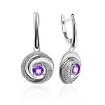 Silver Earrings With Amethyst Dangles, image 