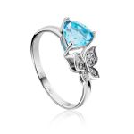 Silver Ring With Synthetic Topaz And White Crystals, Ring Size: 8 / 18, image 