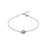 Silver Chain Bracelet With Round Golden Detail And Diamond The Diva, image 