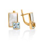 Gold Topaz Earrings With Nacre, image 
