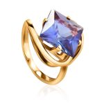 Bold Golden Ring With Synthetic Alexandrite, Ring Size: 7 / 17.5, image 