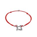 Red Lace Friendship Bracelet With Black Crystal Charm							, image 