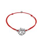 Red Lace Friendship Bracelet With Lotus Charm 							, image 