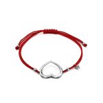 Red Lace Friendship Bracelet With Heart Charm						, image 