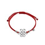 Red Lace Friendship Bracelet With Silver Charm								, image 