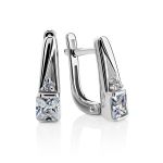 Sterling Silver Earrings With White Crystals, image 