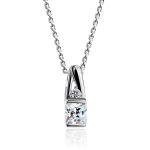 Silver Necklace With White Crystal Pendant, Length: 45, image 