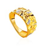 Gold Plated Band Ring With White Crystals, Ring Size: 7 / 17.5, image 