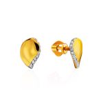 Bright Gold Plated Studs With Crystals, image 