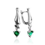 Futuristic Silver Earrings With Nano Emeralds, image 