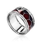 Silver Band Ring With Enamel, Ring Size: 6.5 / 17, image 